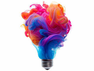 Aufkleber - A colorful light bulb with swirling paint-like patterns, symbolizing creativity and innovative ideas.