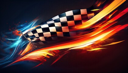 Poster - Dynamic racing flag with vibrant motion effects.