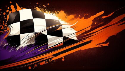 Poster - Racing flag with dynamic splashes of color.