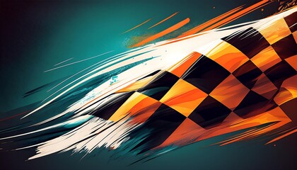 Poster - Abstract racing flag design with vibrant colors.