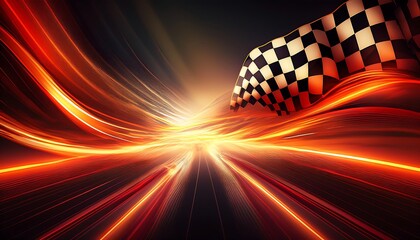 Poster - Dynamic racing scene with a checkered flag.