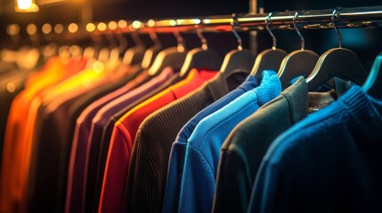 Poster - Rows of stylish garments showcase a beautiful range of trendy mocha colors, creating an inviting atmosphere perfect for fashion enthusiasts. Each piece adds character to the boutique