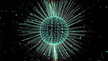 Poster - Futuristic connected dots and lines sphere plexus. Abstract red plexus technology science on rotating sphere concept Sphere