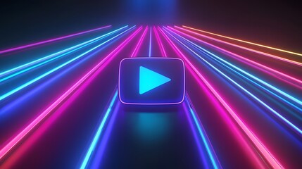 Sticker - a led neon youtube button for a gaming channel	
