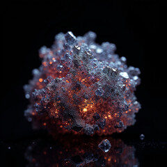 Poster - valuable sparkling natural mineral on dark background . Generative AI