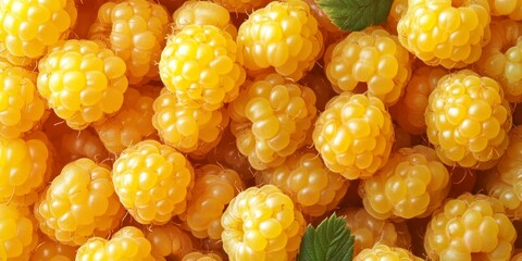 Canvas Print - Delight in the vibrant hues of yellow raspberries, showcasing the beauty of summer berries. These natural yellow raspberries bring a fresh, fruity essence perfect for seasonal delights.