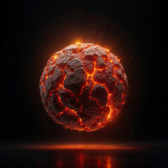 Poster - a split meteorite, liquid lava inside . Generative AI