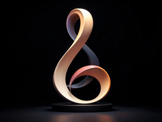 Poster - abstract 3d figure with swirls and smooth lines, sculpture on dark background . Generative AI
