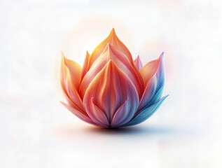 Poster - 3d abstract flower bud on white background . Generative AI