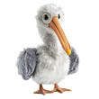© CrazeePixelINC - Extreme front view of a perfectly made hyper realistic pelican animal soft toy isolated on a white transparent background