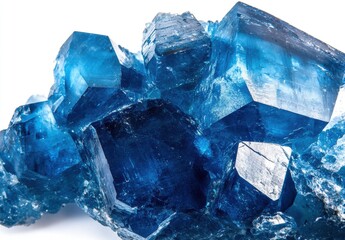 Poster - Stunning close-up of vibrant blue crystals displaying intricate details and reflections, showcasing the natural beauty of mineral formations and geological wonders in a bright light.