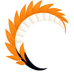 Aufkleber - A stylized graphic element resembling a feather or wave in vibrant orange and white hues.