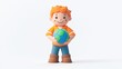 © Babycrab - A cheerful cartoon boy holding a globe, promoting environmental awareness and global unity.
