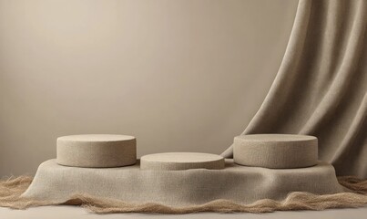 Aufkleber - Minimalist display featuring three circular platforms on a textured surface.