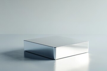 Aufkleber - A reflective, minimalist rectangular object on a smooth surface, emphasizing simplicity.