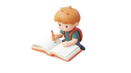 Poster - A child with a backpack writing in an open notebook, symbolizing learning and education.
