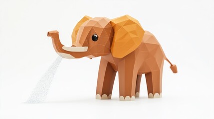 Aufkleber - A geometric elephant model spraying water, designed in a playful, colorful style.