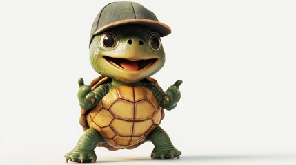 Poster - A cheerful turtle character wearing a cap, giving thumbs up in a playful pose.
