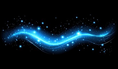 Wall Mural - abstract blue glowing particle waves on a black background. digital abstract futuristic design for t
