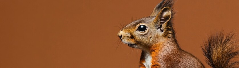 Aufkleber - A close-up of a squirrel against a warm, solid background.