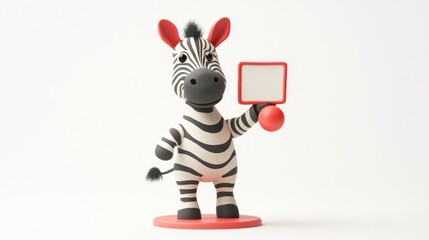 Poster - A cartoon zebra character holding a blank sign, designed in a playful, 3D style.