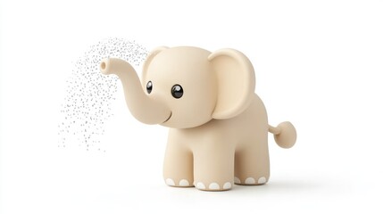 Aufkleber - A cute, stylized elephant spraying water playfully.