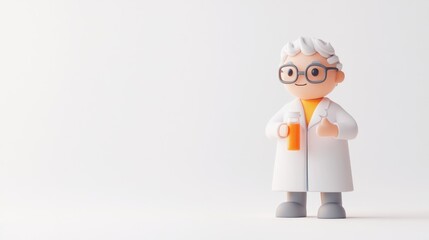 Poster - A cartoonish scientist character holding a test tube, smiling and giving a thumbs up.