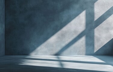 Aufkleber - a minimalist interior space with textured walls and dramatic light shadows.