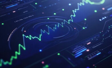 Poster - A digital interface displaying data trends and analytics with vibrant visuals.