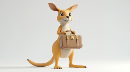 Poster - A cheerful cartoon kangaroo holding a briefcase, symbolizing business or travel.