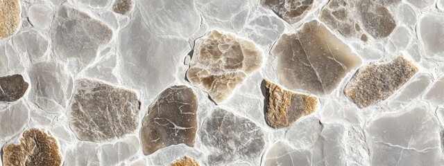 Poster - A close-up view of a textured stone surface with various colors and shapes.