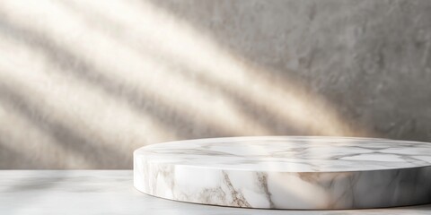 Aufkleber - A marble pedestal with soft light casting shadows, ideal for showcasing products or art.