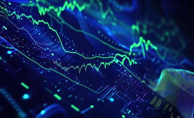 Poster - Abstract digital visualization of data trends and analytics in vibrant colors.