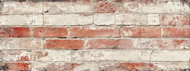 Poster - A textured wall of red and white bricks, showcasing a rustic, weathered appearance.