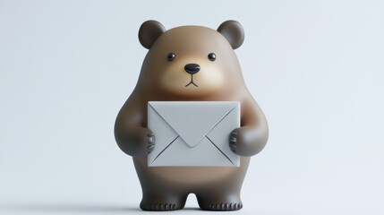 Aufkleber - A cute bear character holding an envelope, conveying a message or invitation.