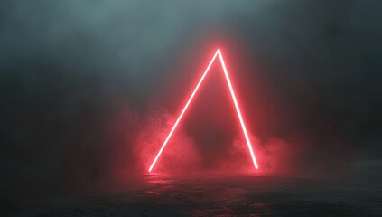 Poster - A glowing red triangular shape emerges from a foggy, dark environment.
