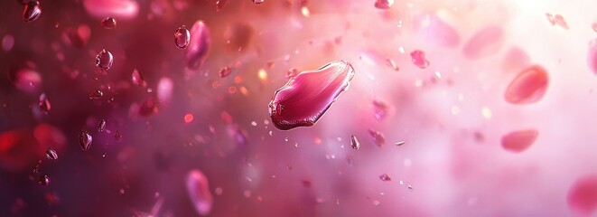 Aufkleber - Abstract image featuring floating pink droplets in a dreamy, colorful background.