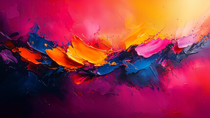 Wall Mural - intense brush strokes in a vibrant explosion of reds and blues creating a dynamic abstract scene