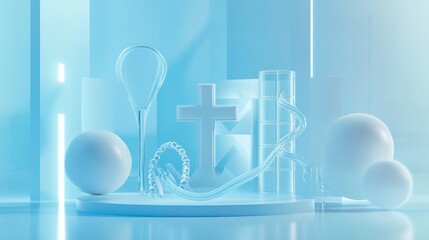Poster - Abstract composition with geometric shapes and symbols