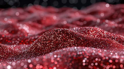 Abstract shimmering red hills with glitter and bokeh details, blending elegance and vibrance for romantic or festive-themed designs.
