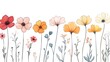 © MSH - A single line drawing of various flowers in paste pattern background