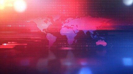 Poster - Abstract world map with digital effects and colors