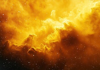 a yellow nebula with a black space background