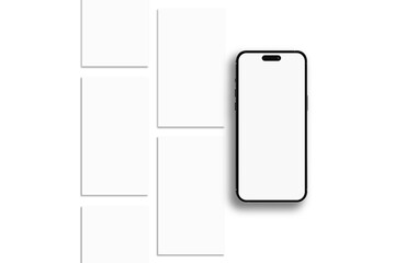 Canvas Print - smartphone mockup with social media stories interface mockup. social media mobile app page template 