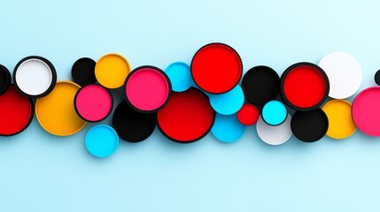 Poster - Colorful array of circles on a blue background