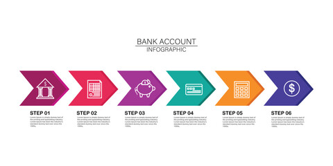 Poster - finance related infographic design template with icons and 6 options or steps