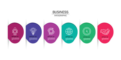 Fototapete - Infographic design elements for your business data with 6 options