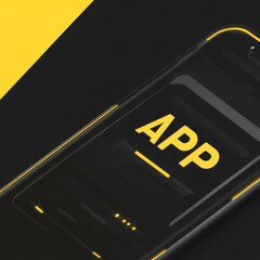 Poster - digital innovation: a stylish smartphone display with the word 