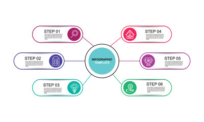 Fototapete - Presentation business infographic template timeline with 6 options