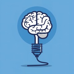 Canvas Print - Idea concept, human brain in light bulb, creative bulb sign with electric plug and cable background 